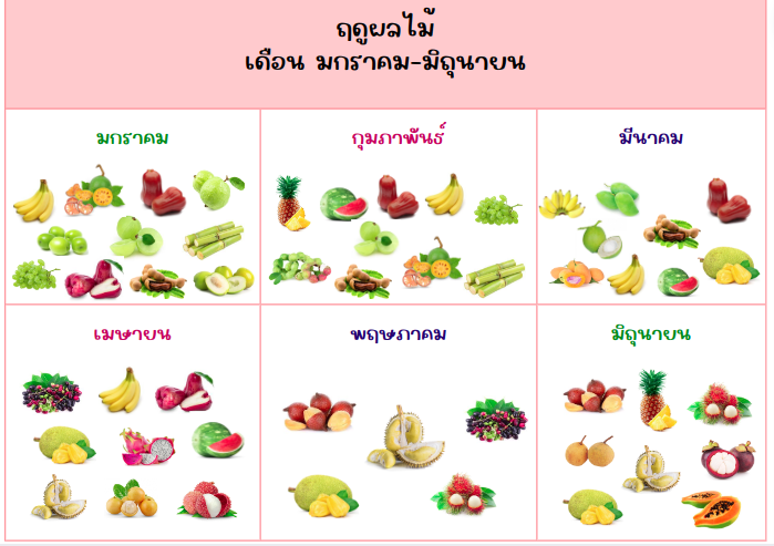 ผลไม้ประจำฤดู ปฏิทินผลไม้ ผลไม้เดือนมกราคม-มิถุนายน