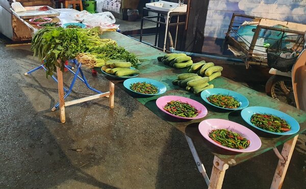 ตลาดสดอุตรดิตถ์ ตลาดศรีพนมมาศ ร้านผักสด ผักพื้นบ้าน