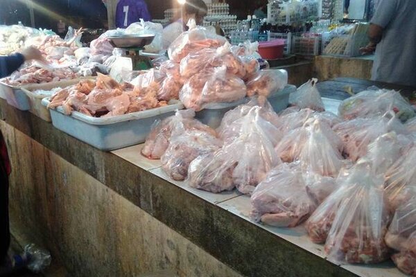 ตลาดขายของสด ร้านไก่สด