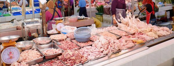 ตลาดเช้า ลำลูกกา ตลาดใหญ่ลำลูกกา ร้านไก่สด