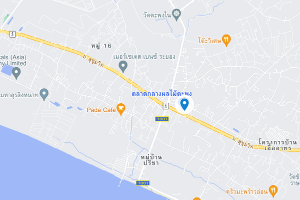 แผนที่ตั้งของตลาดกลางผลไม้ตะพง แผนที่ตลาดกลางผลไม้ตะพง