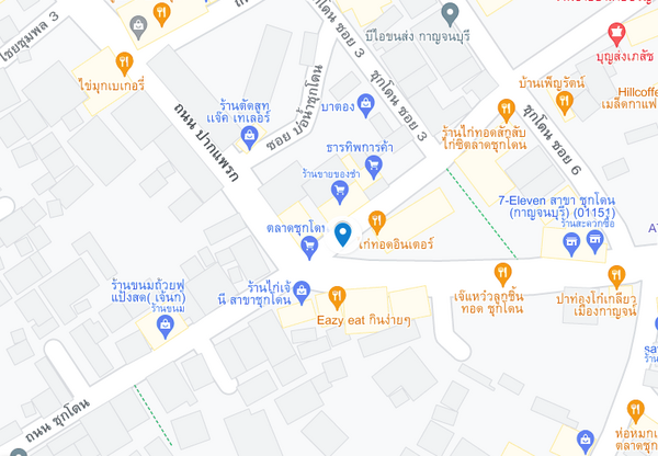 แผนที่ตั้งตลาดชุกโดน จ.กาญจนบุรี แผนที่ตลาดชุกโดน