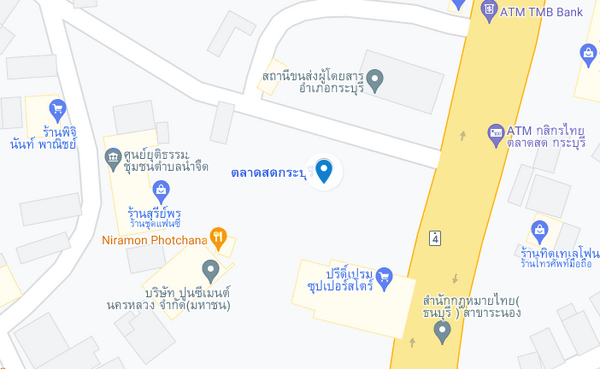 แผนที่ตั้งของตลาดสด บ.ข.ส. กระบุรี แผนที่ตลาดสด บ.ข.ส. กระบุรี