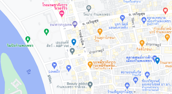 แผนที่ตั้งของตลาดสดริมปิง แผนที่ตลาดสดริมปิง