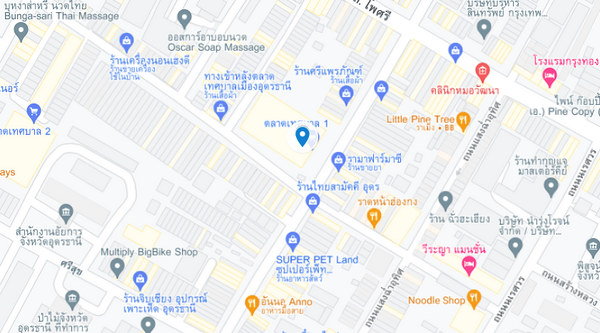 แผนที่ตั้งตลาดสดเทศบาล 1 จ.อุดรธานี แผนที่ตลาดสดเทศบาล 1