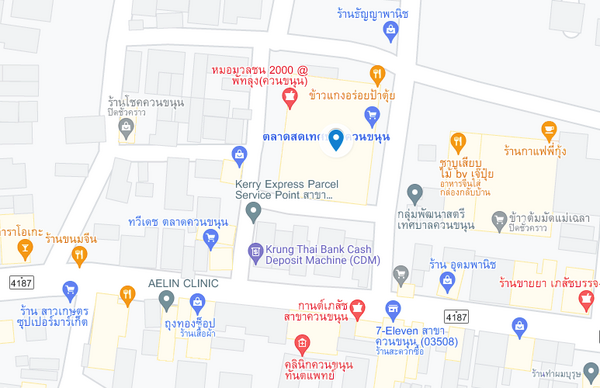 แผนที่ตตั้งตลาดสดเทศบาลตำบลควนขนุน จ.พัทลุง แผนที่ตลาดสดเทศบาลตำบลควนขนุน