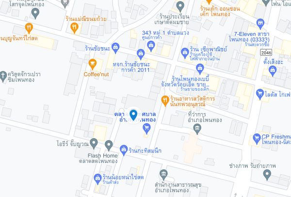 แผนที่ตั้งตลาดสดเทศบาลตำบลโพนทอง แผนที่ตลาดสดเทศบาลตำบลโพนทอง