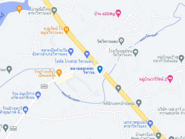 แผนที่ตั้งของตลาดสดเทศบาลวิหารแดง แผนที่ตลาดสดเทศบาลวิหารแดง