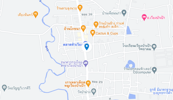 แผนที่ของตลาดหัวเวียง จ.เชียงราย แผนที่ตลาดหัวเวียง