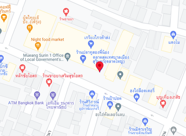 แผนที่ตั้งตลาดสดเทศบาลเมืองสุรินทร์ แผนที่ตลาดสดเทศบาลเมืองสุรินทร์