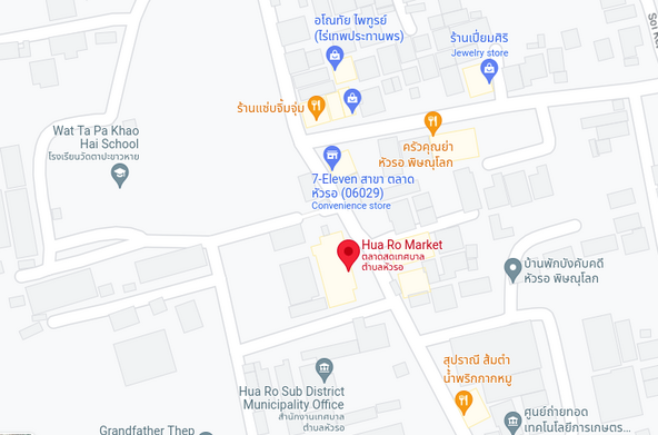 แผนที่ตั้งตลาดสดเทศบาลหัวรอ จ.พิษณุโลก แผนที่ตลาดสดเทศบาลหัวรอ