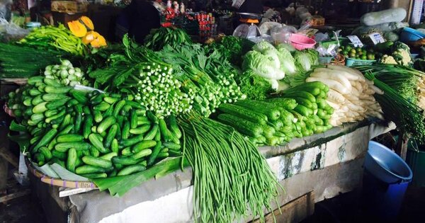 ตลาดเทศบาล 1 ตลาดเมืองพิษณุโลก ร้านผัก