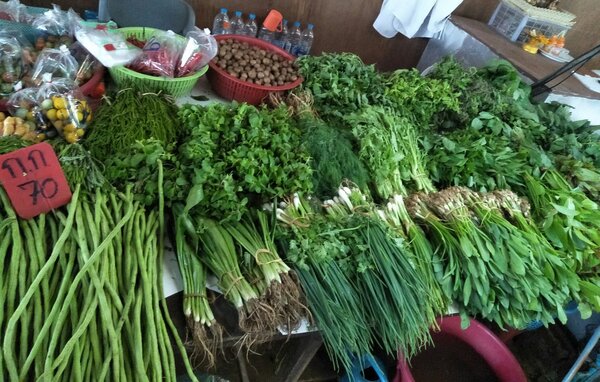 ตลาดสดลำลูกกา ตลาดเอ.ซี ลำลูกกา ร้านผักพื้นบ้าน