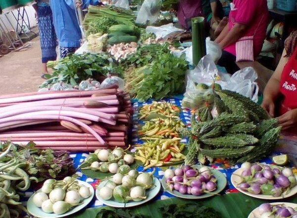 ตลาดสดสกลนคร ตลาดสดเทศบาล 1 ร้านผักพื้นบ้าน