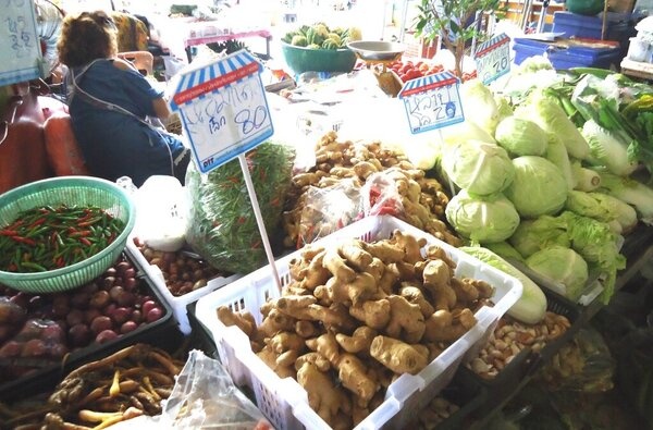 ตลาดบางลำภู ขอนแก่น ร้านผักสมุนไพร