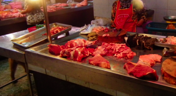 ตลาดสดนครพนม ตลาดเช้านครพนม ร้านเนื้อ