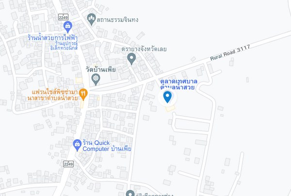 แผนที่ตั้งตลาดสดเทศบาลตำบลน้ำสวย(หลังใหม่) จ.เลย แผนที่ตลาดสดเทศบาลตำบลน้ำสวย(หลังใหม่)