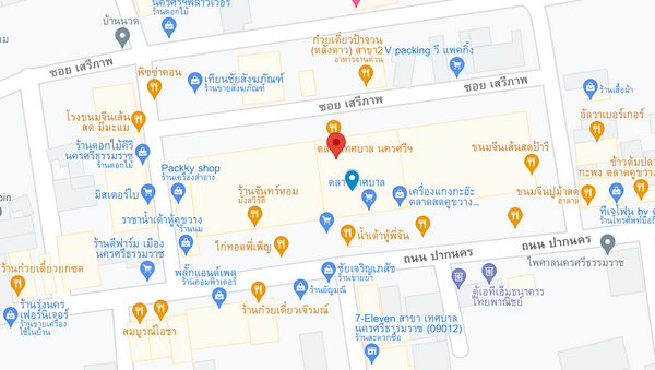 แผนที่ตั้งตลาดสดเทศบาลนครศรีธรรมราช แผนที่ตลาดสดเทศบาลนครศรีธรรมราช