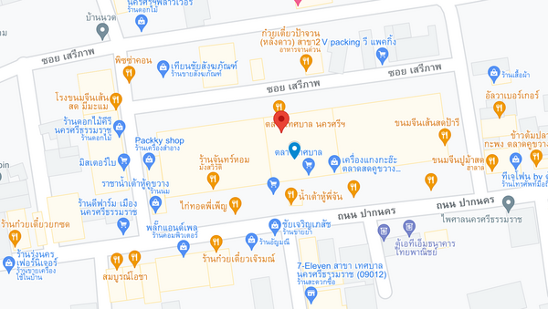 แผนที่ตลาดสดเทศบาลนครศรีธรรมราช