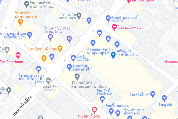 แผนที่ตลาดสดเทศบาลเมืองสุราษฎร์ธานี