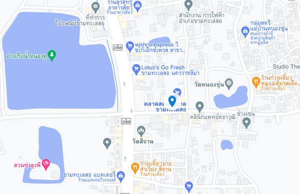 แผนที่ตั้งตลาดเทศบาลตำบลขามทะเลสอ จ.นครราชสีมา แผนที่ตลาดเทศบาลตำบลขามทะเลสอ