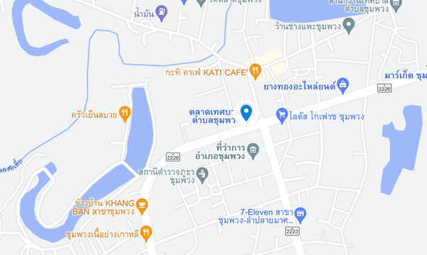 แผนที่ตั้งตลาดเทศบาลตำบลชุมพวง แผนที่ตลาดเทศบาลตำบลชุมพวง