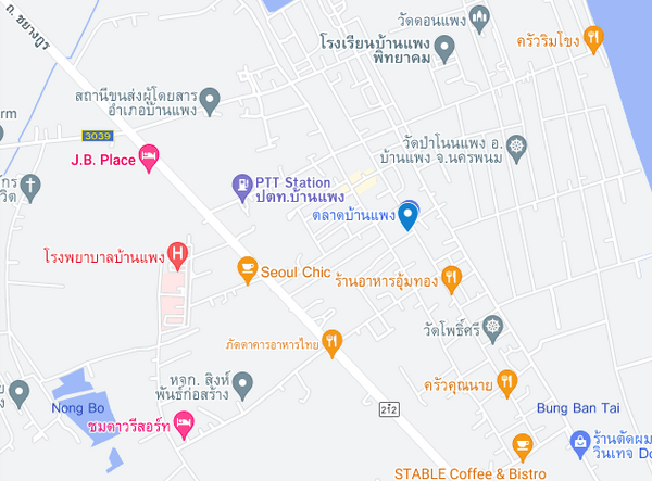 แผนที่ตั้งตลาดเทศบาลตำบลบ้านแพง จ.นครพนม แผนที่ตลาดสดเทศบาลตำบลบ้านแพง