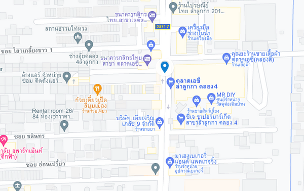 แผนที่ตั้งตลาดเอซี คลอง 4 แผนที่ตลาดเอซี คลอง 4
