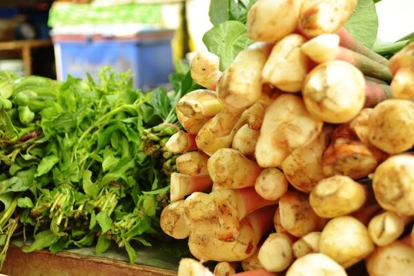 ตลาดสดปากชม ตลาดสดเทศบาลตำบลปากชม ร้านผัก