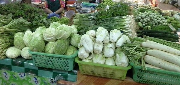 ตลาดสด กาญจนบุรี ตลาดสดเทศบาลตำบลบ่อพลอย ร้านผัก