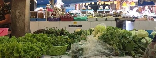 ตลาดผักและผลไม้ ตลาดค่ายสุรสีห์ ร้านผัก