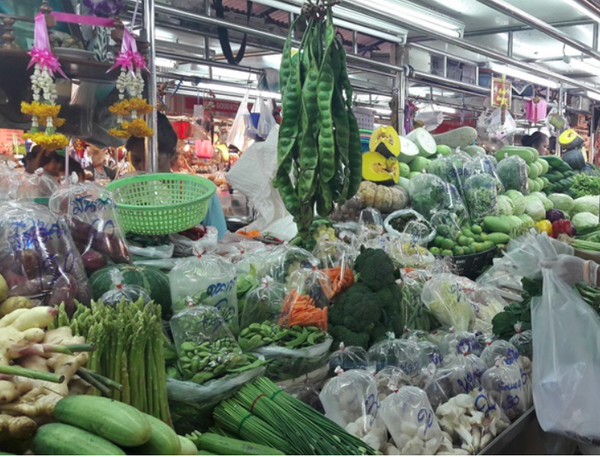 ตลาดรังสิต ตลาดสดรังสิต ร้านผัก