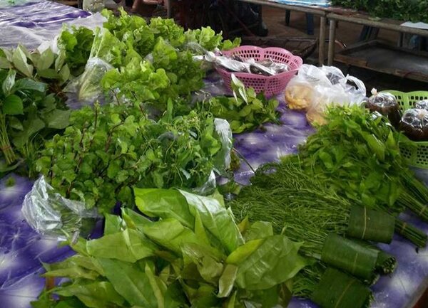 ตลาดกระบี่ ตลาดสดเพชรสุก ร้านผักพื้นบ้าน