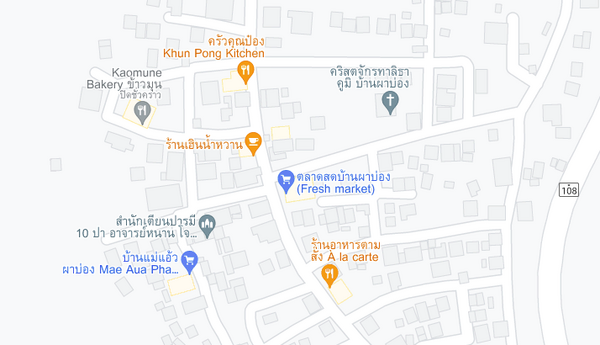 แผนที่ตั้งตลาดสดผาบ่องหรือตลาดสดบ้านผาบ่อง แผนที่ตลาดสดผาบ่อง