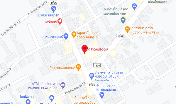 แผนที่ตั้งตลาดสดหนองตมหรือตลาดสดเทศบาลวงฆ้อง จ.พิษณุโลก แผนที่ตลาดสดหนองตม