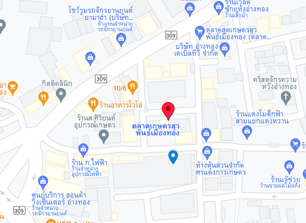 แผนที่ตั้งตลาดเกษตรสุวพันธุ์ เมืองทอง จ.อ่างทอง แผนที่ตลาดเกษตรสุวพันธุ์