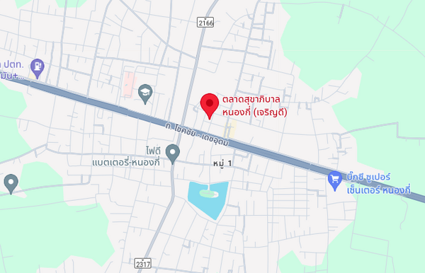 แผนที่ตั้งตลาดสุขาภิบาลหนองกี่ (เจริญดี) จ.บุรีรัมย์ แผนที่ตลาดเจริญดี