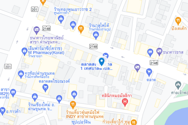 แผนที่ตั้งตลาดเทศบาล 1 ตลาดด่านขุนทด จ.นครราชสีมา แผนที่ตลาดเทศบาล 1