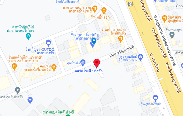 แผนที่ตั้งตลาดโรงสี บางวัว จ.ฉะเชิงเทรา แผนที่ตลาดโรงสี