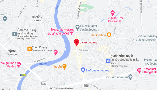 แผนที่การเดินทาง ตลาดหนองหอย แผนที่ตลาดหนองหอย