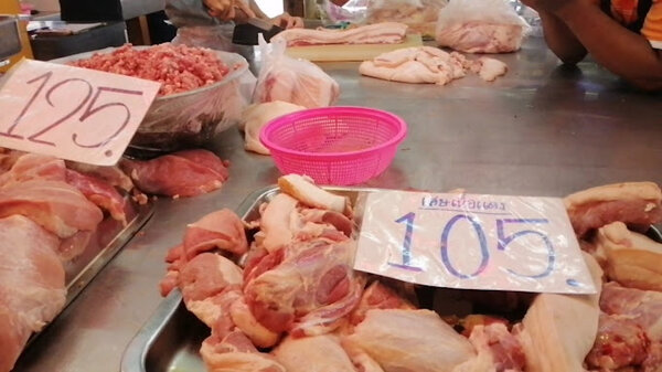 ตลาดกุนธรบางพลี ตลาดสด สมุทรปราการ ร้านหมูสด