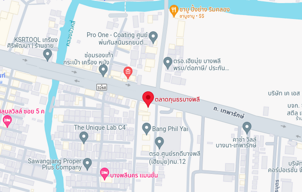 ตลาดกุนธรบางพลี ตลาดเช้า สมุทรปราการ แผนที่ตลาดกุนธรบางพลี