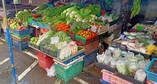 ตลาดเทศบาลตำบลกำแพง ตลาดสด สตูล ผักสด