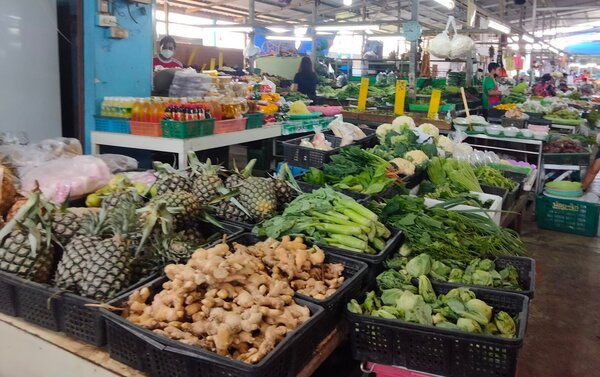 ตลาดเทพจินดา ตลาดสด บ้านฉาง ร้านผัก