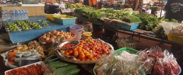 ตลาดบัวขาวมาร์เก็ต ตลาดสด บางละมุง ร้านผัก